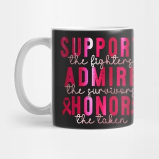 Support Admire Honor Breast Cancer Awareness Warrior Ribbon Mug